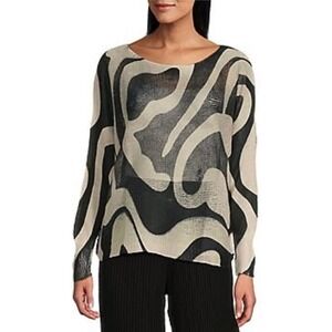 Italian Viscose Polyester Abstract Print Long Sleeve Sweater Top Women's Size S